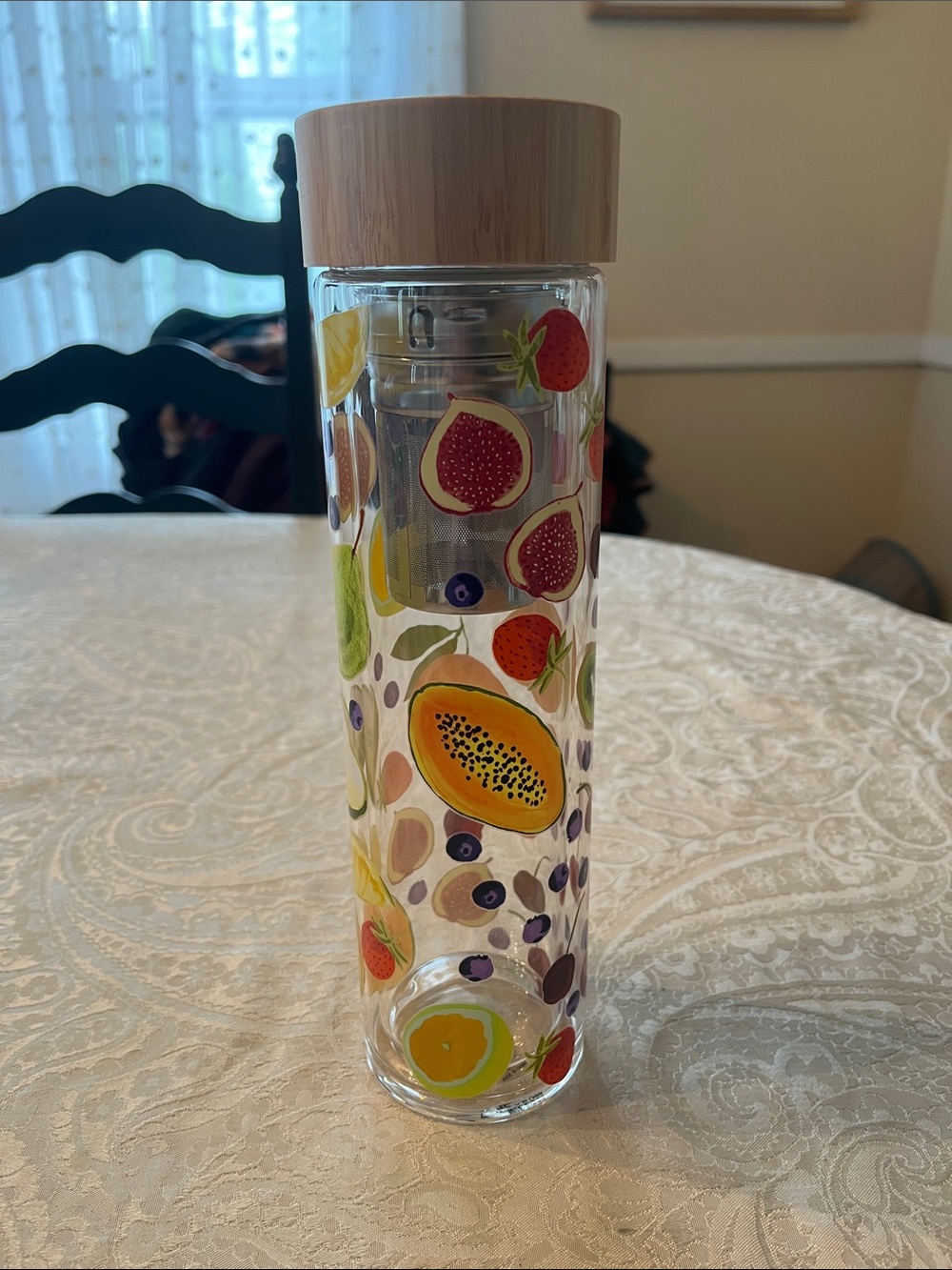 Anthropologie Multicolor With Fruit Infuser Swirled Glass Tumbler
